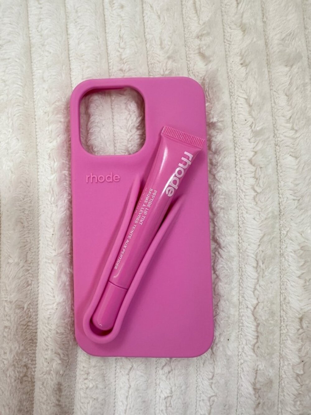 RHODE Silicone Lipgloss Phone Case IPhone 15 pro max + Lip Gloss Bundle NEW